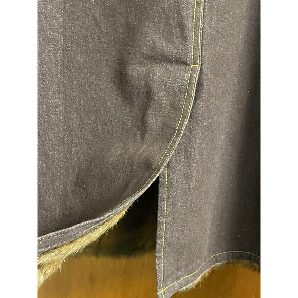 Denim & Co. 90’S Dark Denim & Faux Fur Trim Coat size Medium - Picture 8 of 13